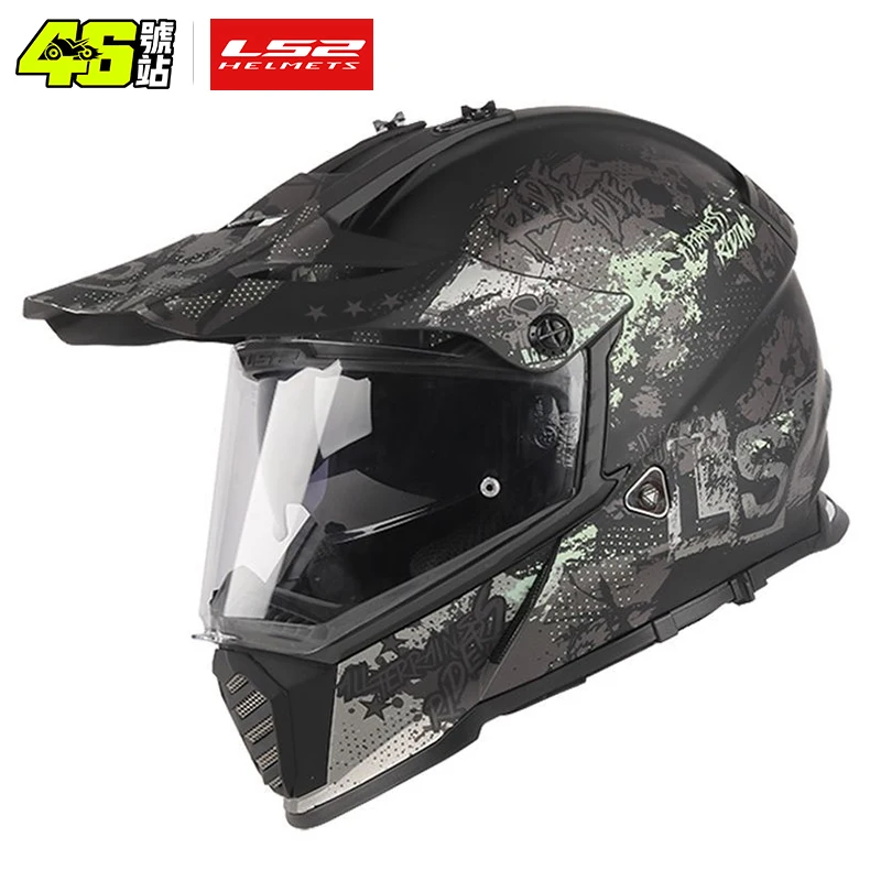 LS2 MX436 Twin Shield Motocross Helmet LS2 PIONEER EVO Motorcycle Helmets off road capacetes para moto capacete cross