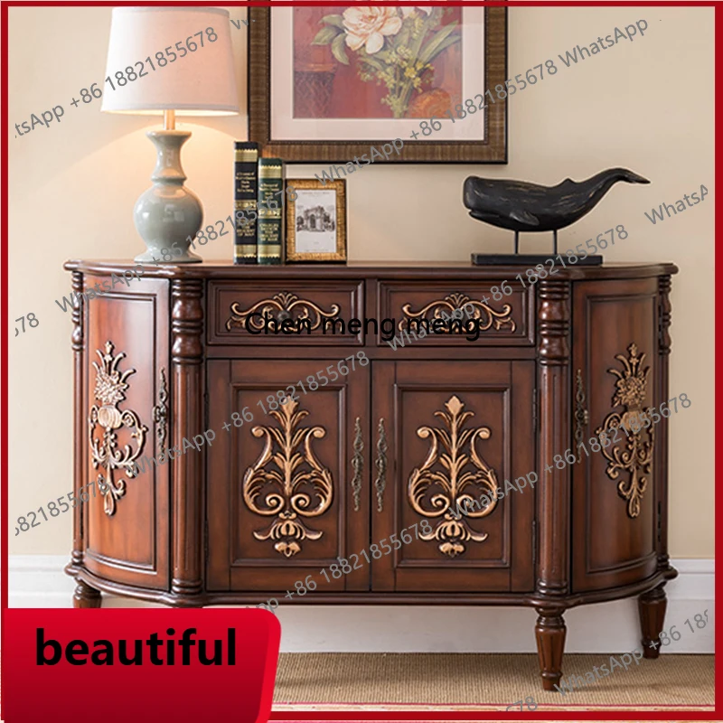 

X Solid wood, semi-round entrance, pantry cabinet curved storage, side platform aisle cabinet