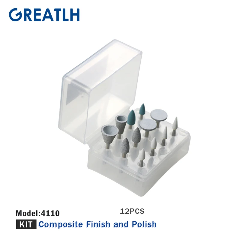 12pcs/9pcs Dental Burs Kit Composite Polish Finish Dental RA Flexible Polisher for Amalgam, Metal or Alloy Dental Grinding Head