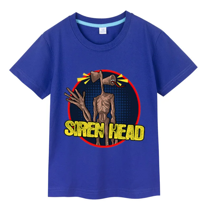 Blue Cotton Siren head Print T Shirt Boy Girl Casual Short Sleeves T-Shirts Summer Casual Kids Baby Clothing Tops tees
