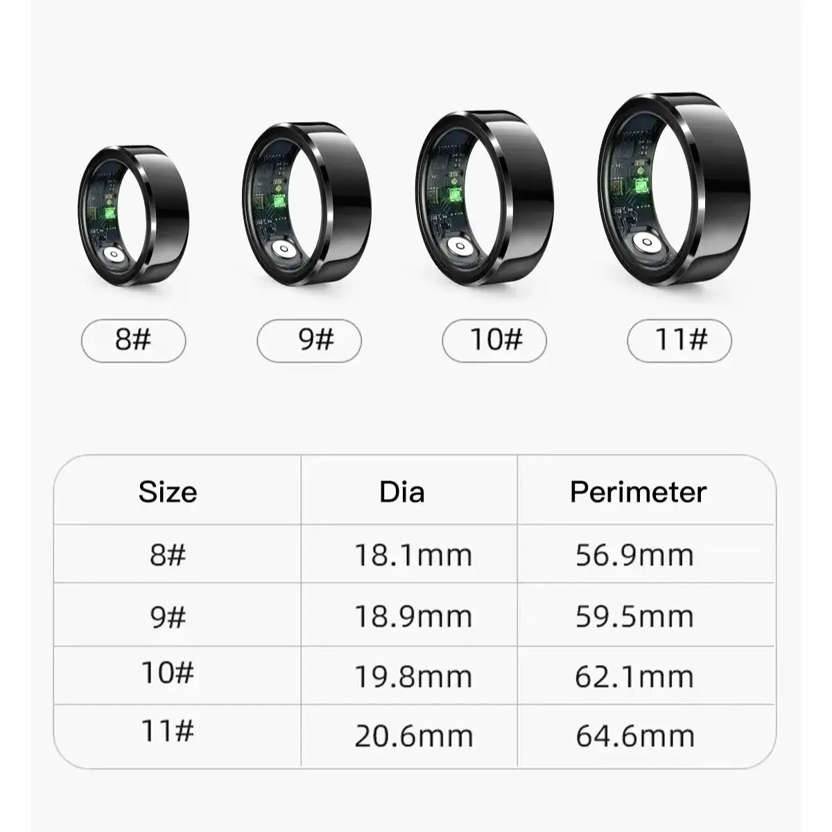 Anel inteligente, sincronização Bluetooth, sono, frequência cardíaca, pressão arterial e rastreador de oxigênio, 5ATM à prova d'água, anel inteligente Xiaomi para iOS/Android