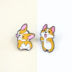 Cute Corgi Lapel Pins for Backpacks Metal Enamel Pin Pines Brooches for Women Badges Fashion Jewelry Accessories Gifts