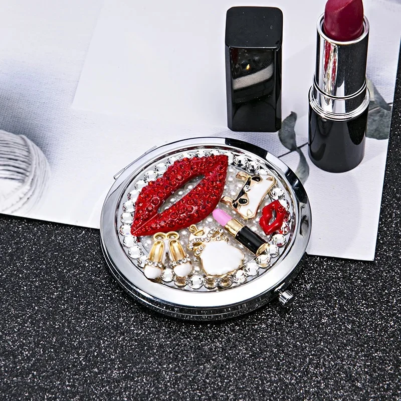 Tragbare LED Licht Make-Up Spiegel Eitelkeit Lichter Kompakte Make-Up Tasche Spiegel Eitelkeit Kosmetische Hand Klapp Led Spiegel Lampe Geschenk