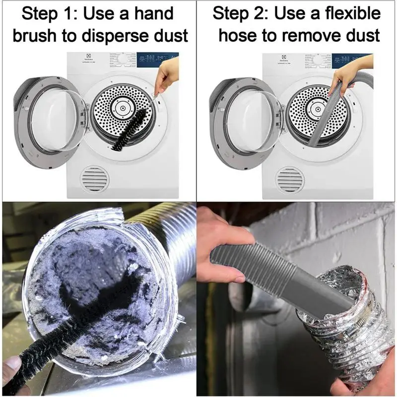 A67M-Lint Brush Dryer Vent Cleaner Kit With Vacuum Attachment Universal Stretch Connector For All Vacuum Cleaners