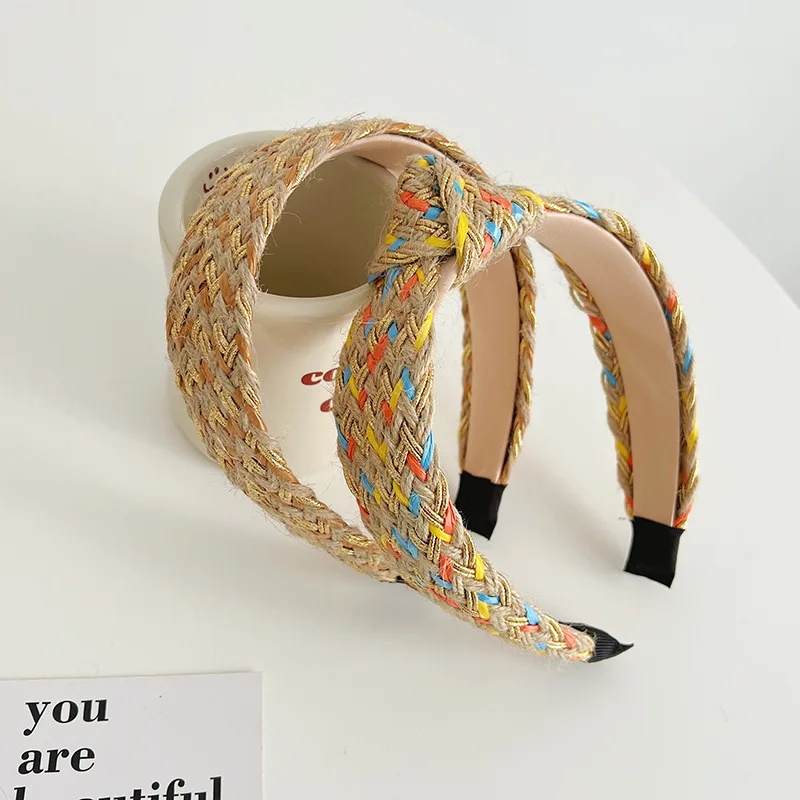 Color Straw Rope Wool Knot Headband Hairband Headband Solid Color Hair Accessories