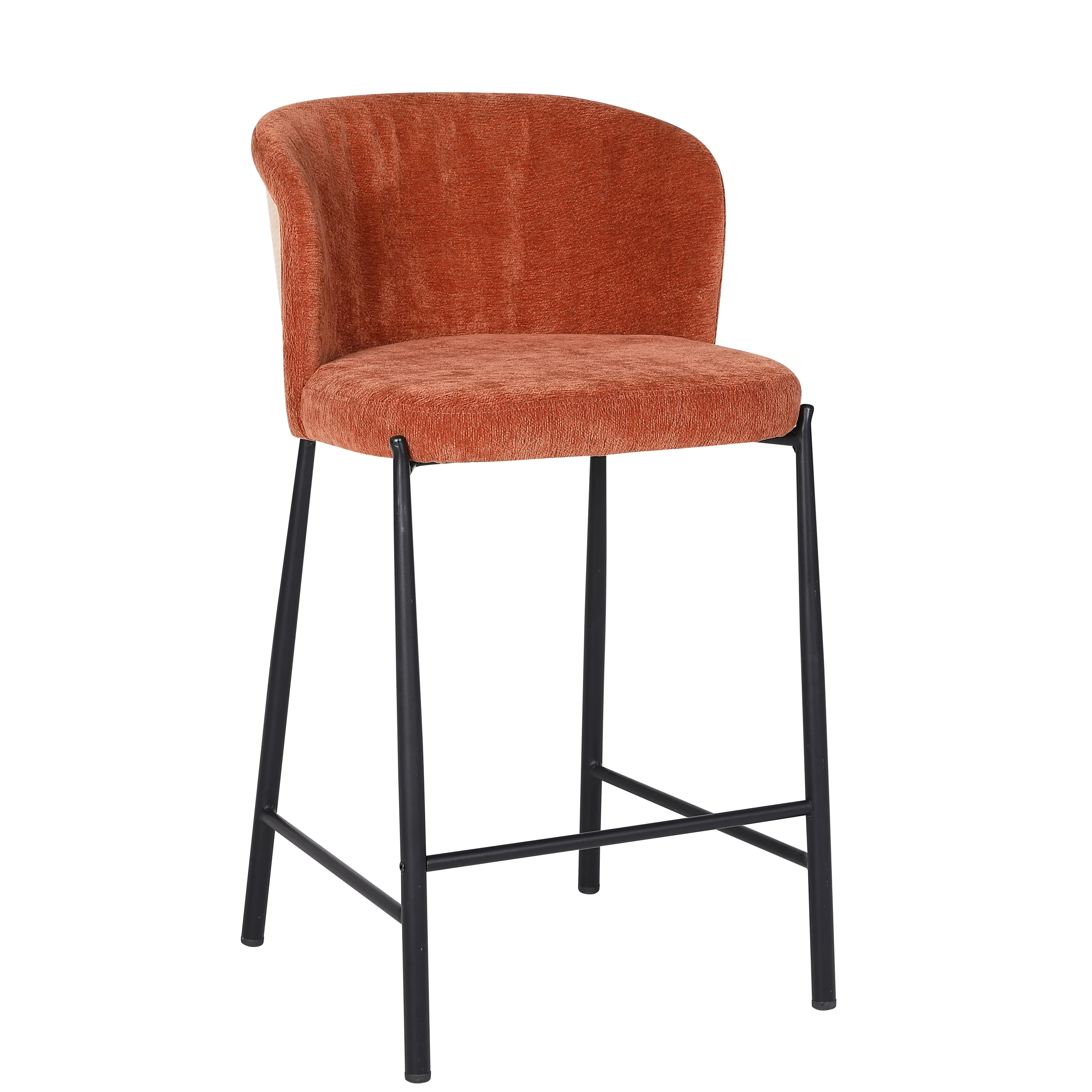 

Modern Upholstered Fabric Counter Height Bar Stool with Backs for Dining Outdoor Living Room Use Metal Frame for Kitchen Island
