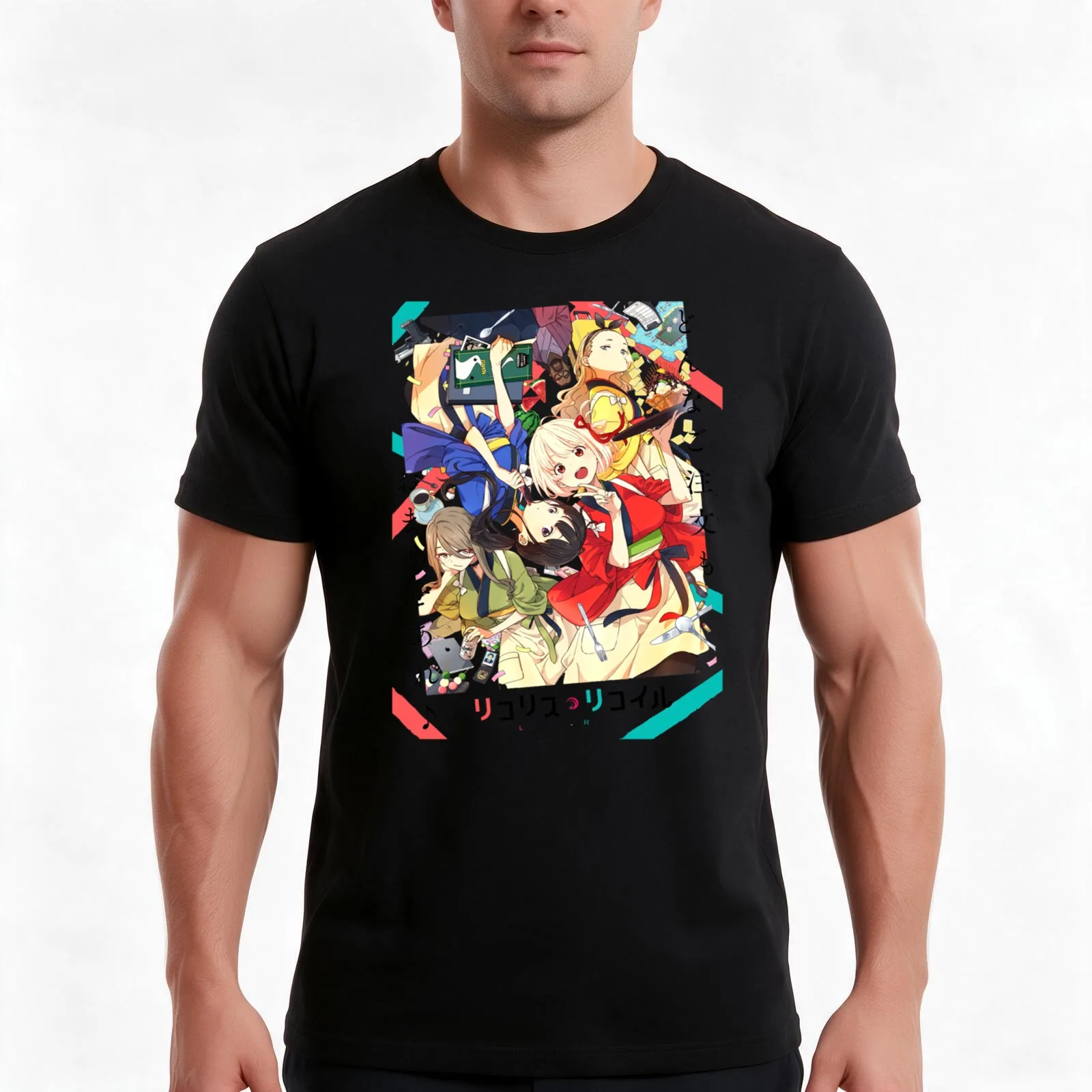 Anime Lycoris Recoil 2022 T-Shirt, Summer Casual Cotton Tee, Oversized Streetwear Tops, Vintage Graphic Print, Unisex Men Women