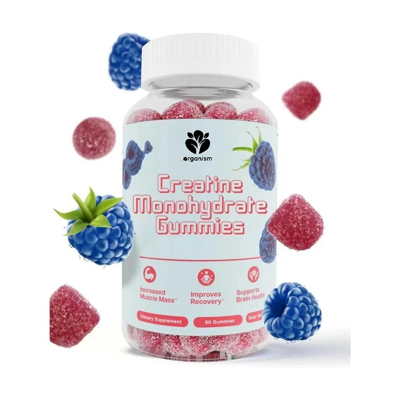Creatine gummies - high-purity acid blue raspberries - chewable gummies for muscle strength and energy enhancement