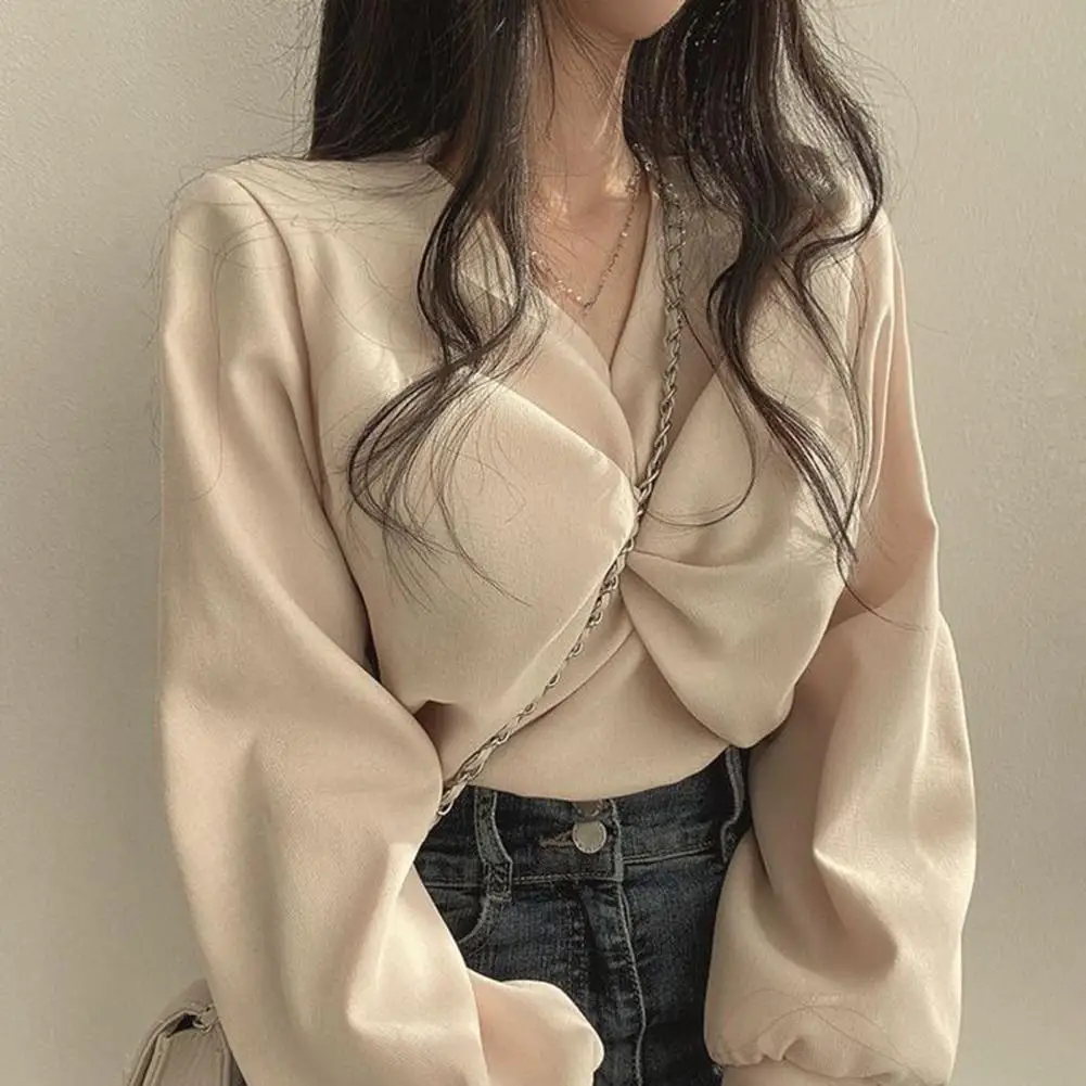 Camicetta da donna sexy moda vintage Top tendenze stile coreano Camicia a maniche lunghe nera Tunica femminile Camicia chic Pullover Top