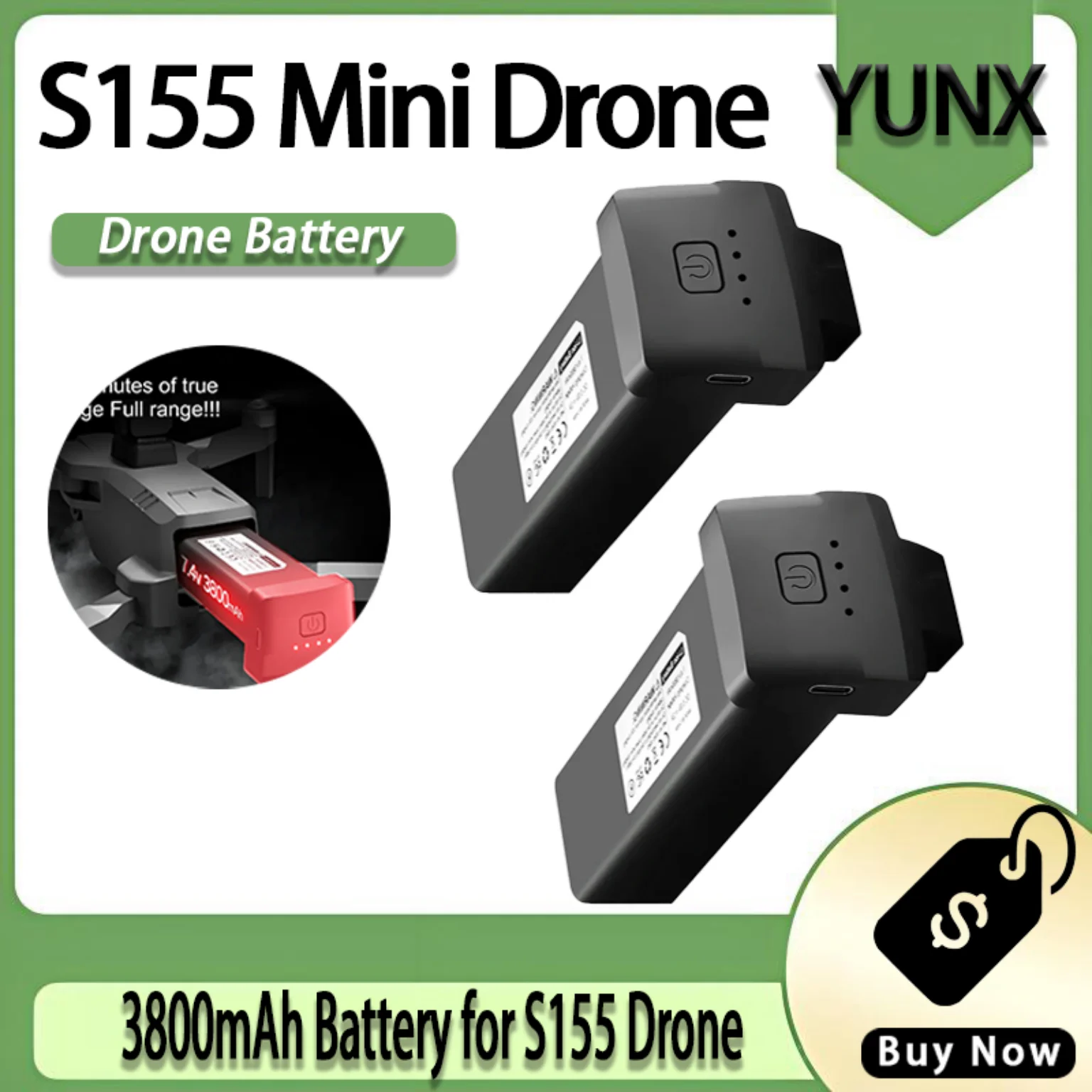 

High-performance 7.4V 3800mAh Li-ion battery, safe and stable discharge for longer flight time, ideal rechargeable spare part
