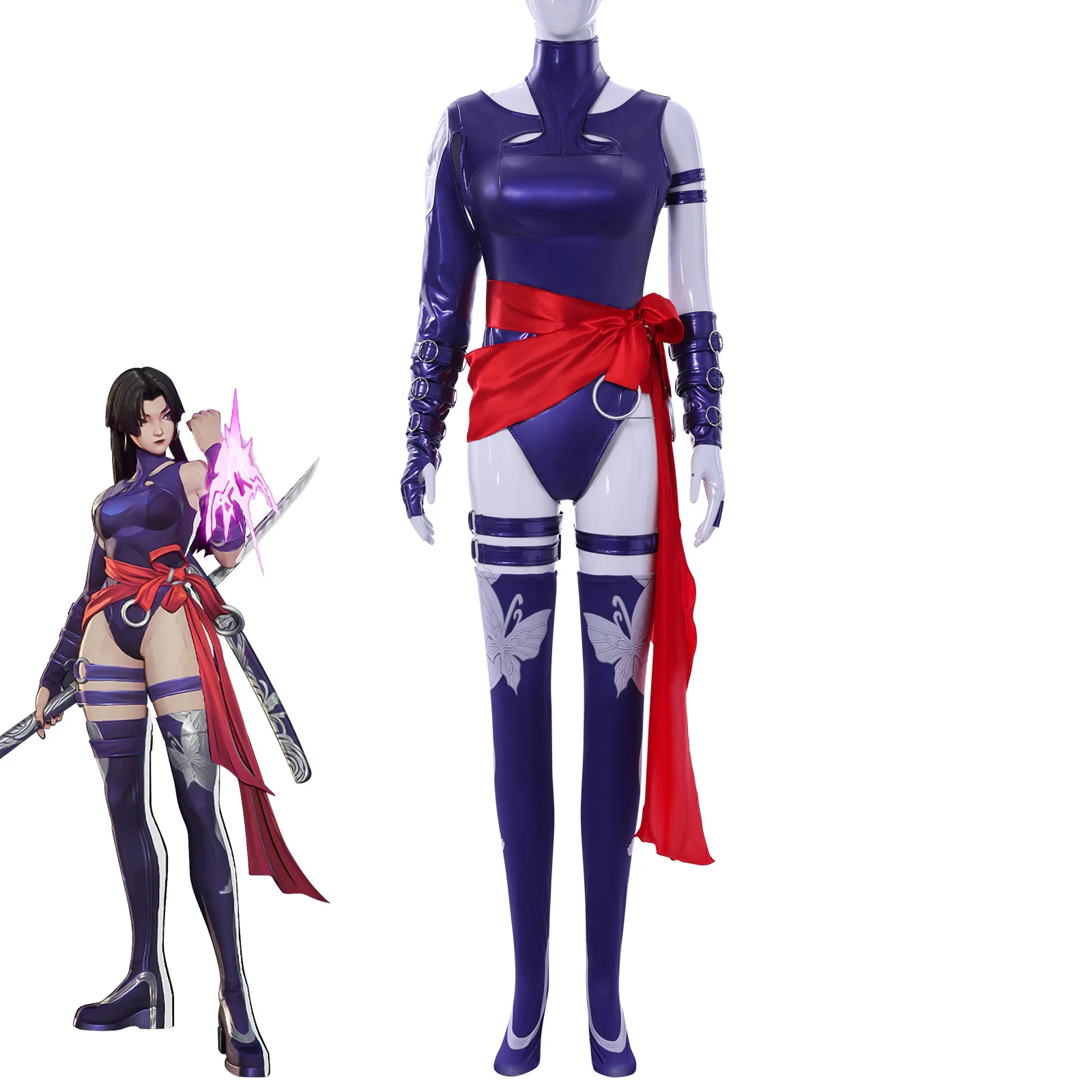 

Psylocke Cosplay Costume Sexy Purple Bodysuit Set Betsy Braddock Ninja Costume Halloween Party Superhero Outfit 2026