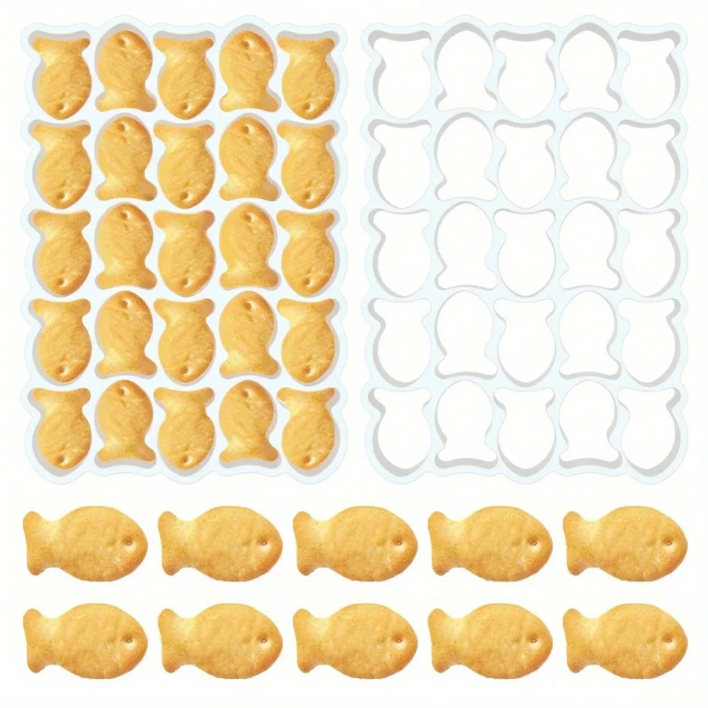 1pc Mini Goldfish Cookie Cutter  25-Cavity Plastic Fish-Shaped Mold for Kitchen Gadgets Cookies, Crackers & Fondant Baking