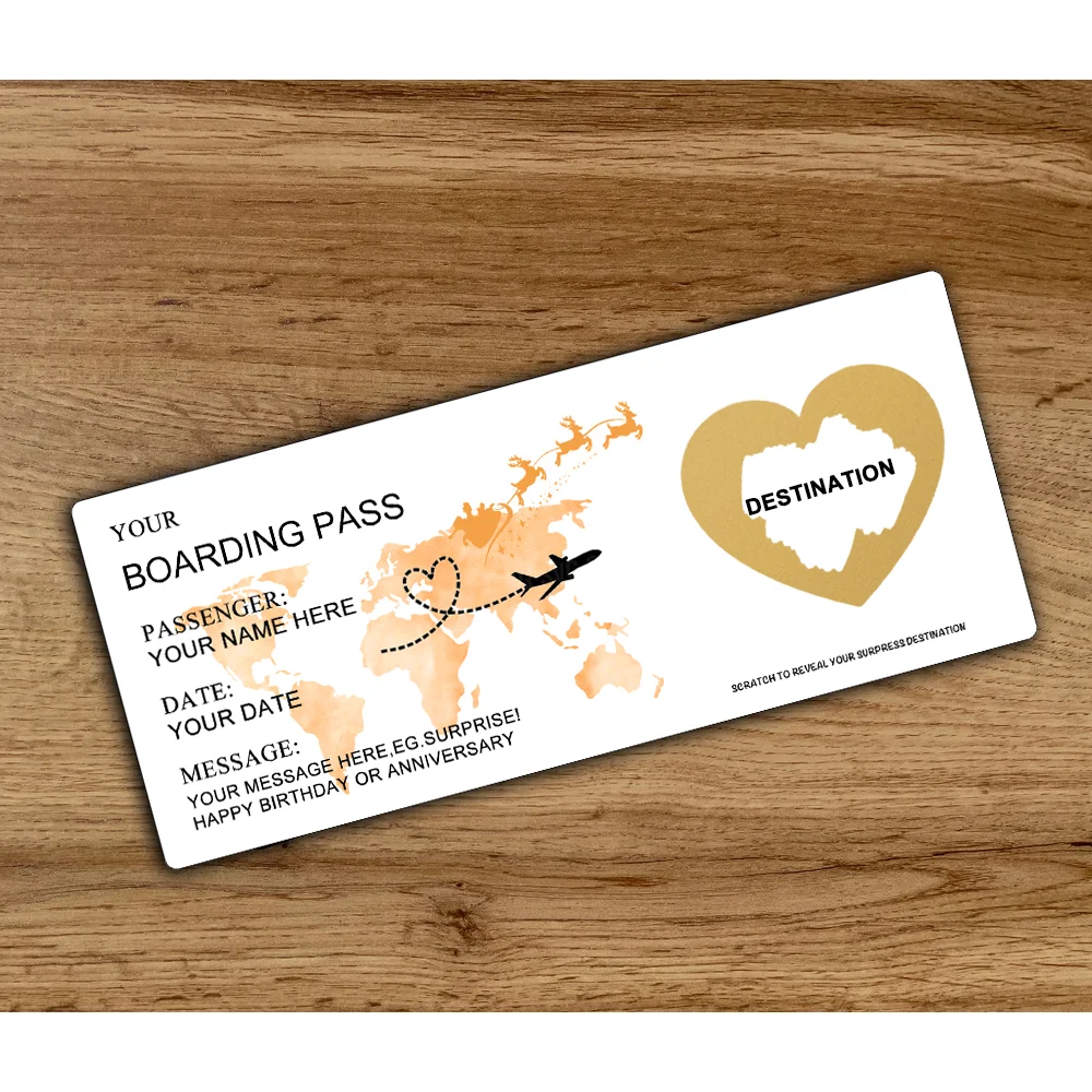 Personalised Fake Boarding Pass,Personalised Scratch, Holiday Ticket, Christmas Surprise, B