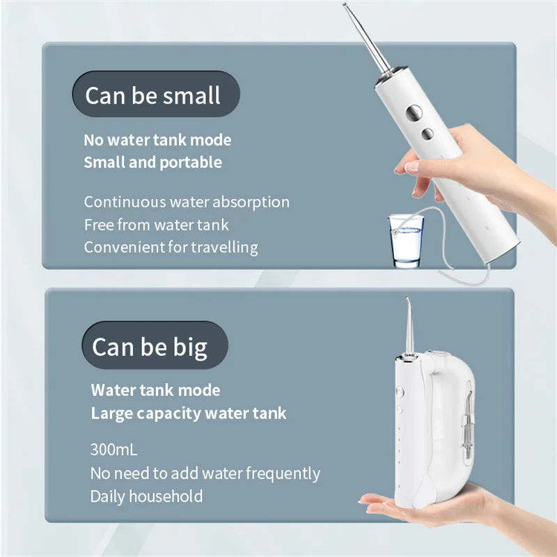 Oral Irrigator for Teeth Water Flosser Multi-function Portable Dental Water Jet 300ML Water Tank Teeth Cleaner Detachable Kit