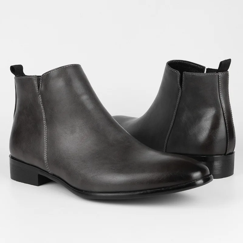 Men's Chelsea Boots High Quality Square Head Men Shoes Versatile Fashion Mens Short Boots Trend Leather Ankle Boots Botas Hombre