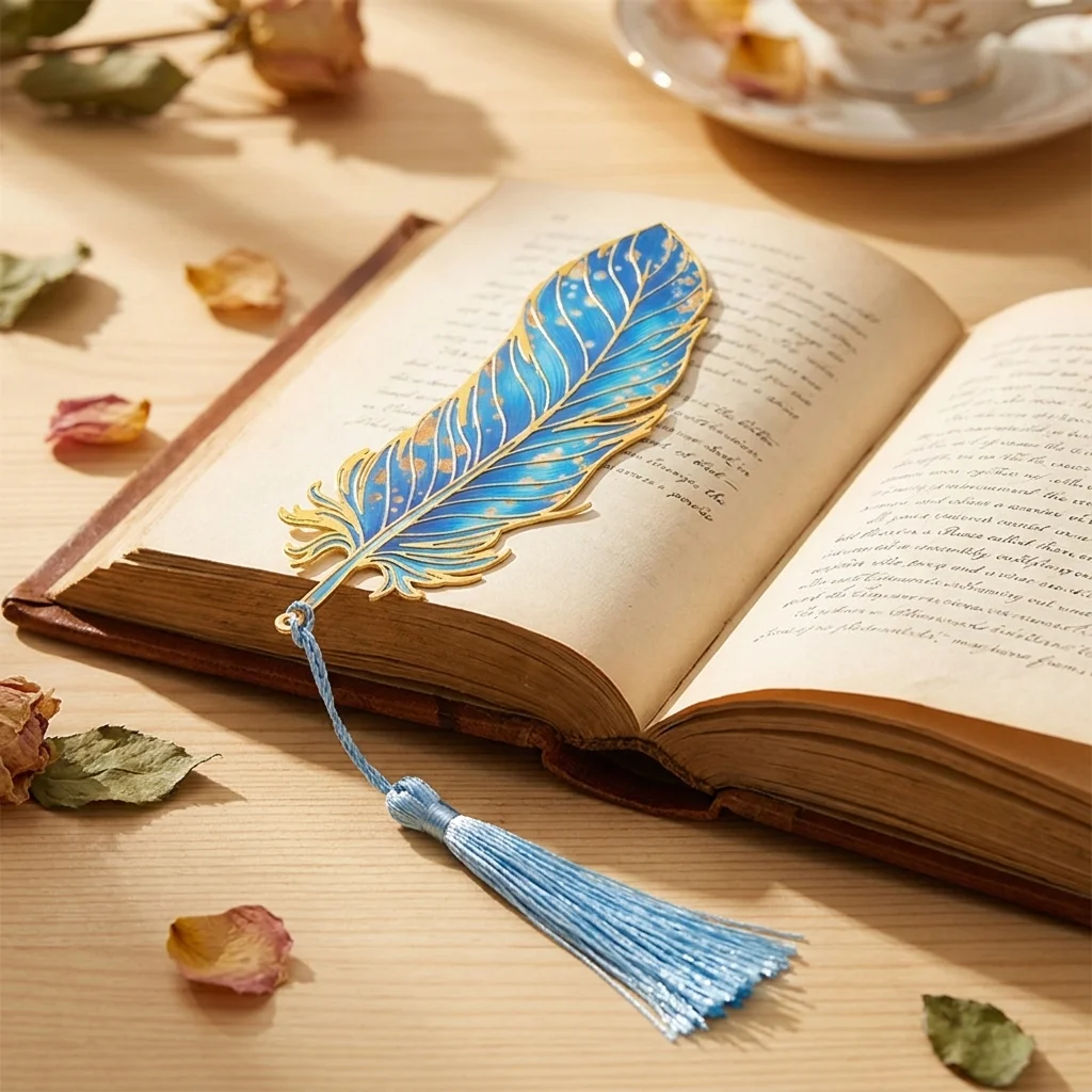 Creative Hollow Feather Metal Bookmark Transparent Color Light Shadow Art Graduation Souvenir
