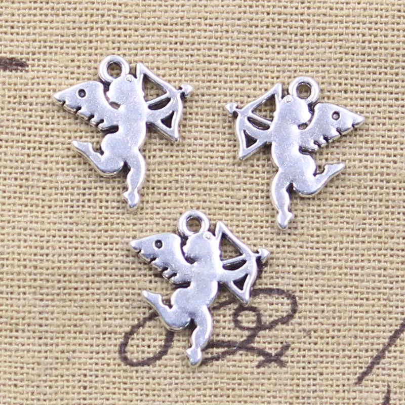 20pcs Charms Lover Angel Cupid 18x15mm Antique Silver Color Pendants Making DIY Handmade Tibetan Finding Jewelry