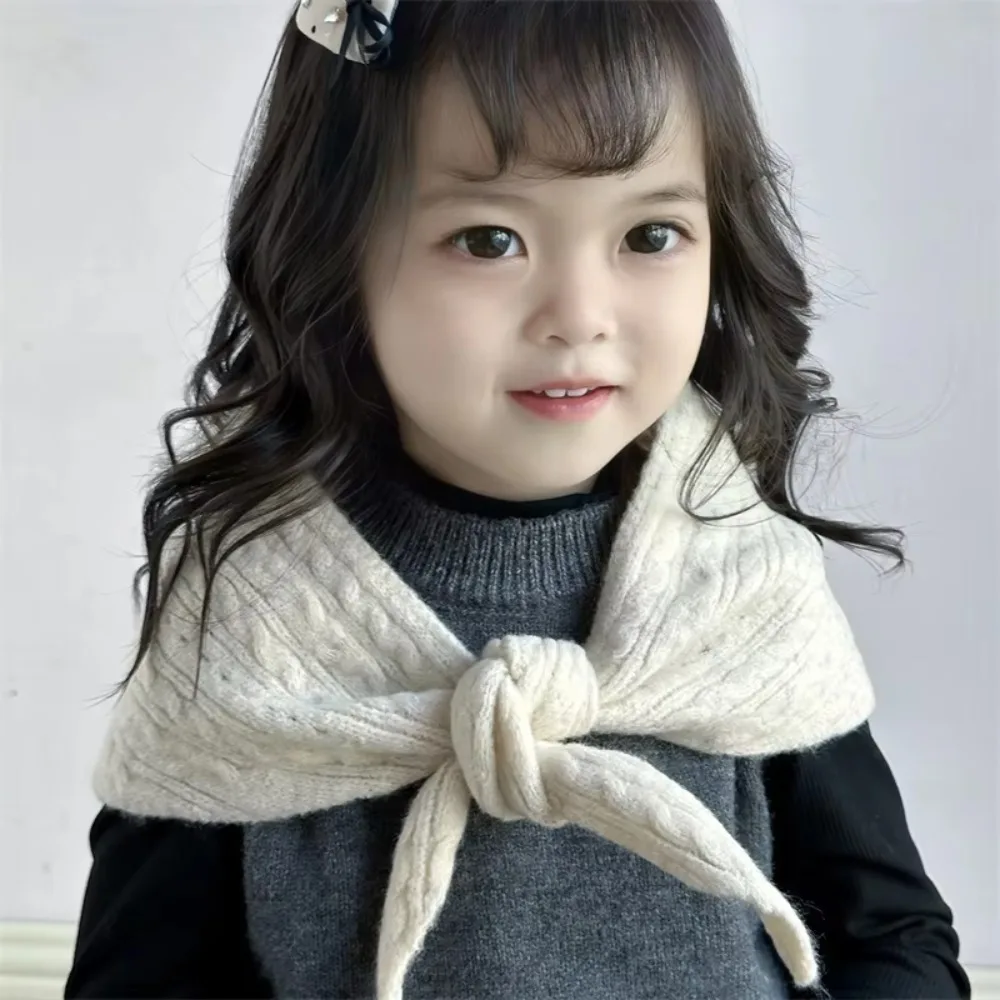 Cute Twist pattern Knitted Wool Scarf Windproof Solid Color Triangular Scarf Keep Warm Soft Winter Warm Scarf Boy Girl