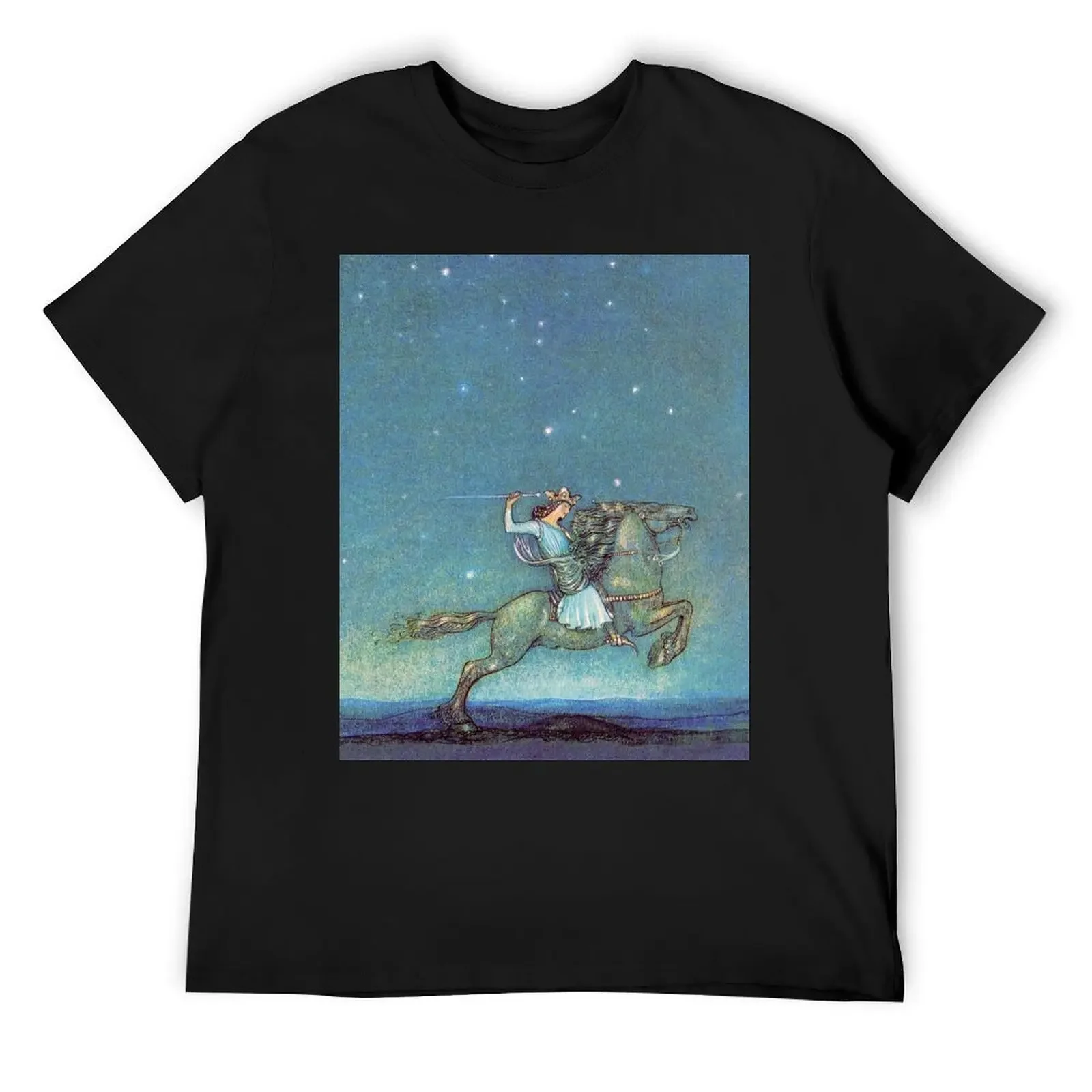 Riding in the Moonlight - John Bauer T-Shirt anime stuff anime clothes blacks slim fit t shirts for men