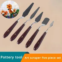 5pcs/set Ceramic Stainless Steel Scraper Tool Art Palette Knife DIY Pottery Body Modeling Smoothing Knife Artist Painting Tool