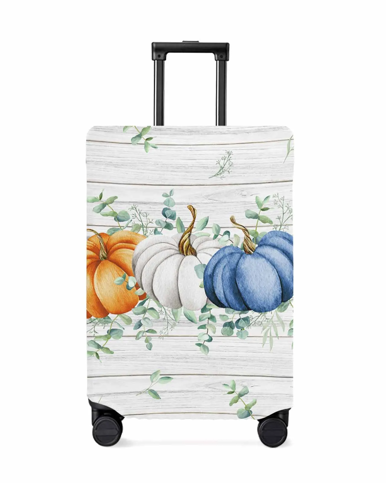 Thanksgiving Pumpkin Eucalyptus Wood Grain Elastic Baggage Cover For 18-32 Inch Suitcase Case Dust Cover Travel Accessories