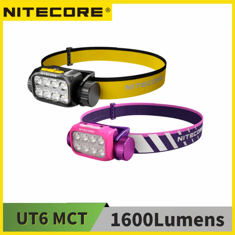 NITECORE UT6 1600Lumens Trail Running Headlamp USB-C Recharegable 3-Color Temperatures Lightweight Headlight With Battery
