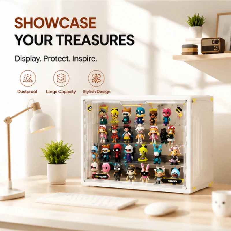 

Dustproof Acrylic Clear Desktop Display Storage Case Large Capacity For Blind Boxes Action Figures Toy Collectible Models