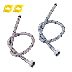 G1/2 G3/8 G9/16 50cm 1 par de tubos de plomería flexibles de acero inoxidable grifo mezclador frío y caliente mangueras de tubería de suministro de agua pieza de baño
