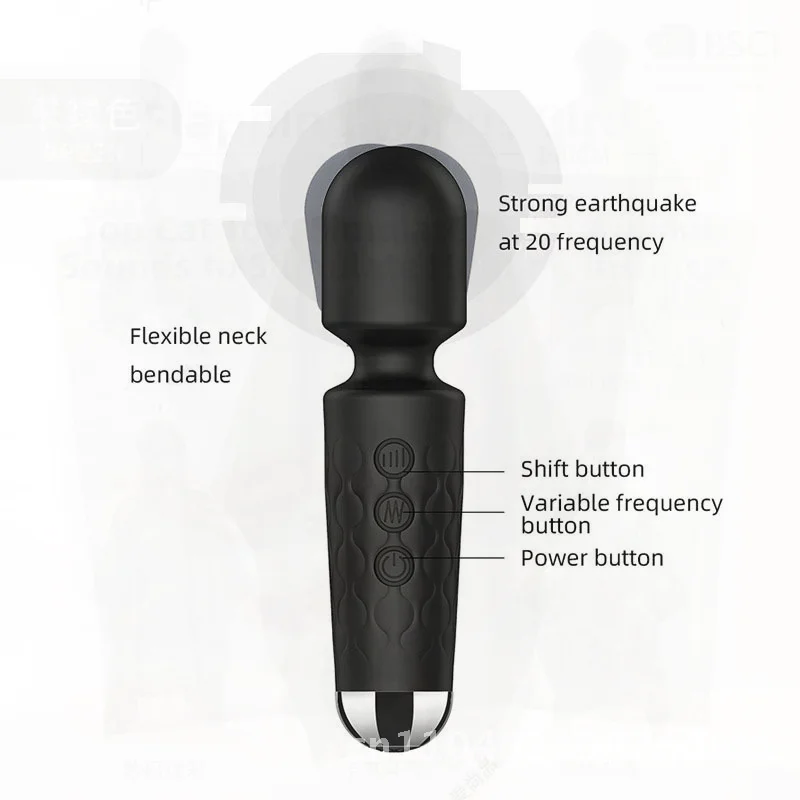 女性用ミニAVバイブレーター 20周波数 強力ショックマッサージ シリコーン素材 ボタンコントロール 大人のおもちゃ ブラック/パープル/ローズレッド