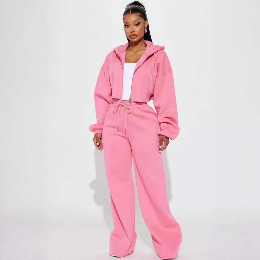 المرأة الخريف 2 قطعة صالة الزي طويلة الأكمام قمم عالية الخصر بنطال رياضي مجموعة الربيع ملابس السفر رياضية #4