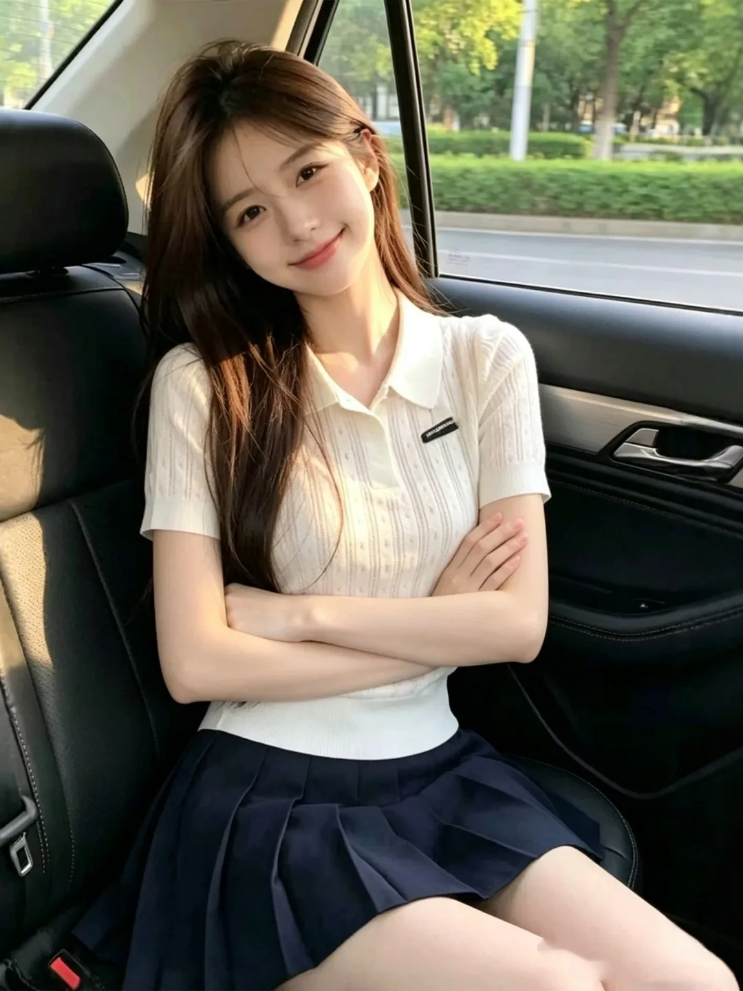 

White Shirt Knitted Short Sleeve Waist-Cinching Women's Summer Unique Beautiful Top College Style Hollow out Design
