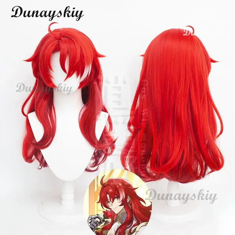 Game argenti Cosplay Wig Honkai Star Rail Men Red 70cm Long Wig Cosplay Anime argenti Wig Party Headgear Prop