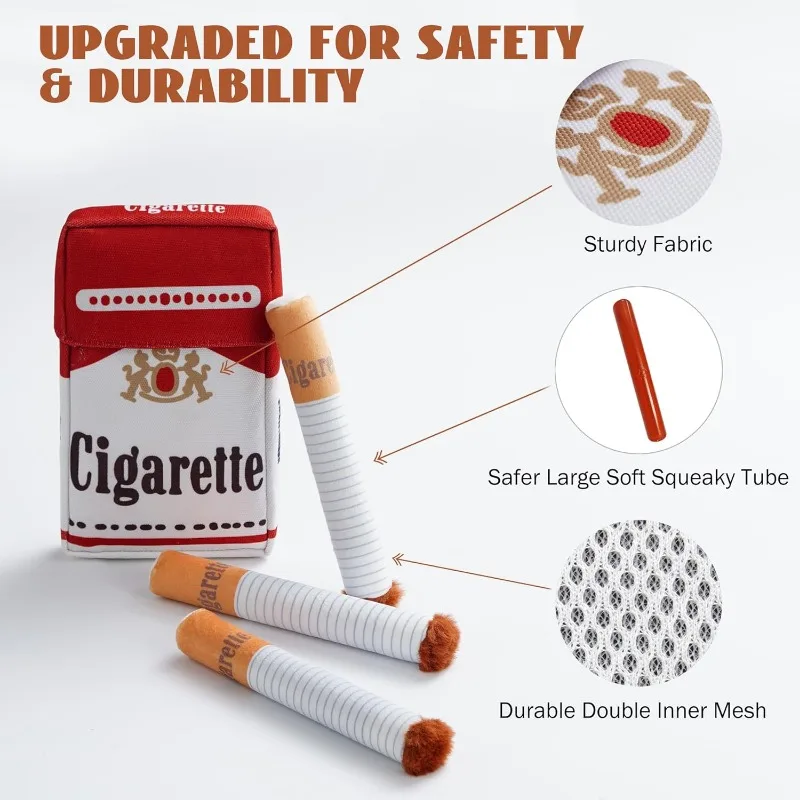 Creative Cigarette Interactive Giggles Dog Toys Funny Interactive Plush Dog Toys Funny Plush Chewing Toy Cigaret Box Pet Gifts 3