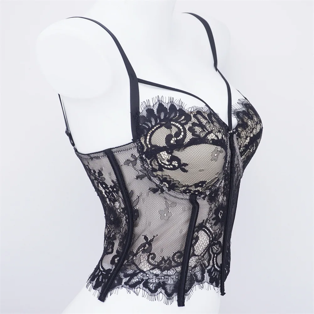 

Fashion Electronic Music Festival Nightclub Sexy New Thin Cup Lace Steel Ring Push up Adjustable Color Underwear Bra