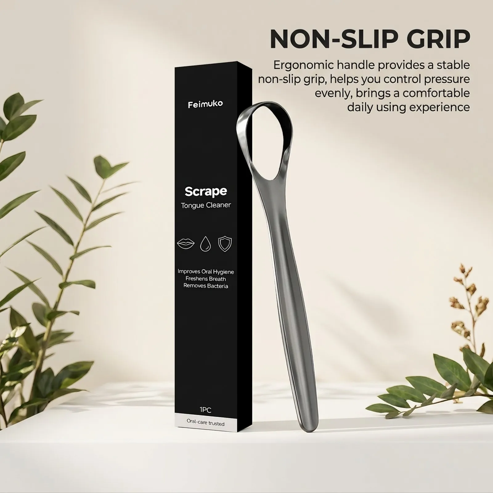Dual-Action Tongue Scraper Brush 2-in-1 Tongue Cleaner Remove Coating Bad Breath Gentle Oral Care Portable