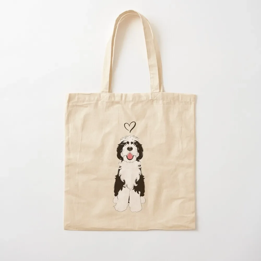 

LOVE Black and White Sheepadoodle 1 Tote Bag reusable shopping bags Lady bag tote bag woman Cloth bags