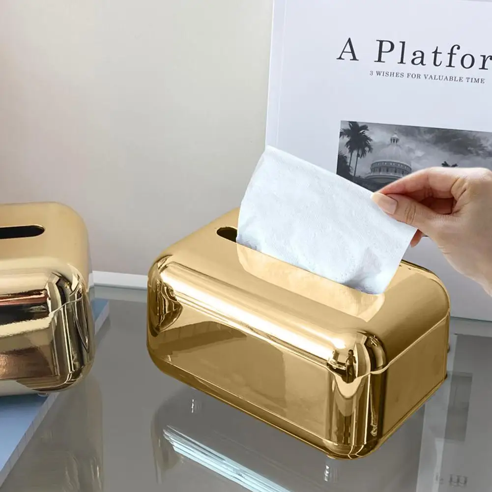 Luxury Golden Tissue Boxes Storage Napkin Holder Paper Case Organizer Ornament Craft Desktop Tissue Holder Kitchen Tissue Box