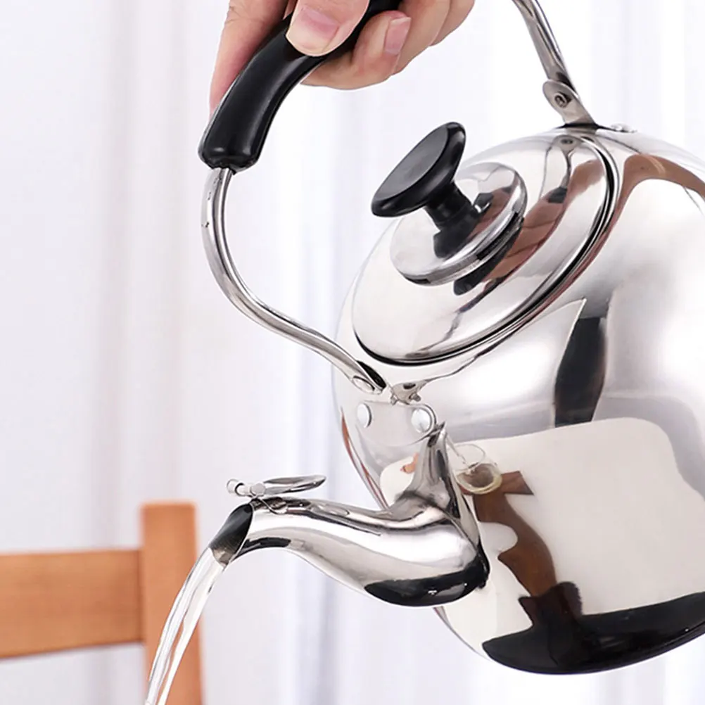 

1pc Stainless Steel Whistling Teakettle Tea Pot Heat Resistant Anti Scalding Comfortable Handle Corrosion Resistant For