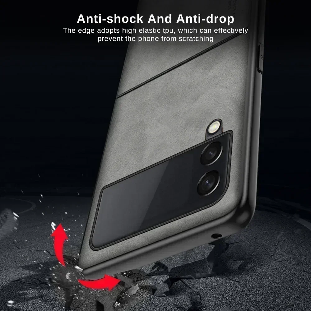 Funda de piel de oveja de lujo para Samsung Galaxy Z Flip 4, 3, 5, Flip5, Flip4, Flip3, ZFlip5, Funda protectora trasera de silicona