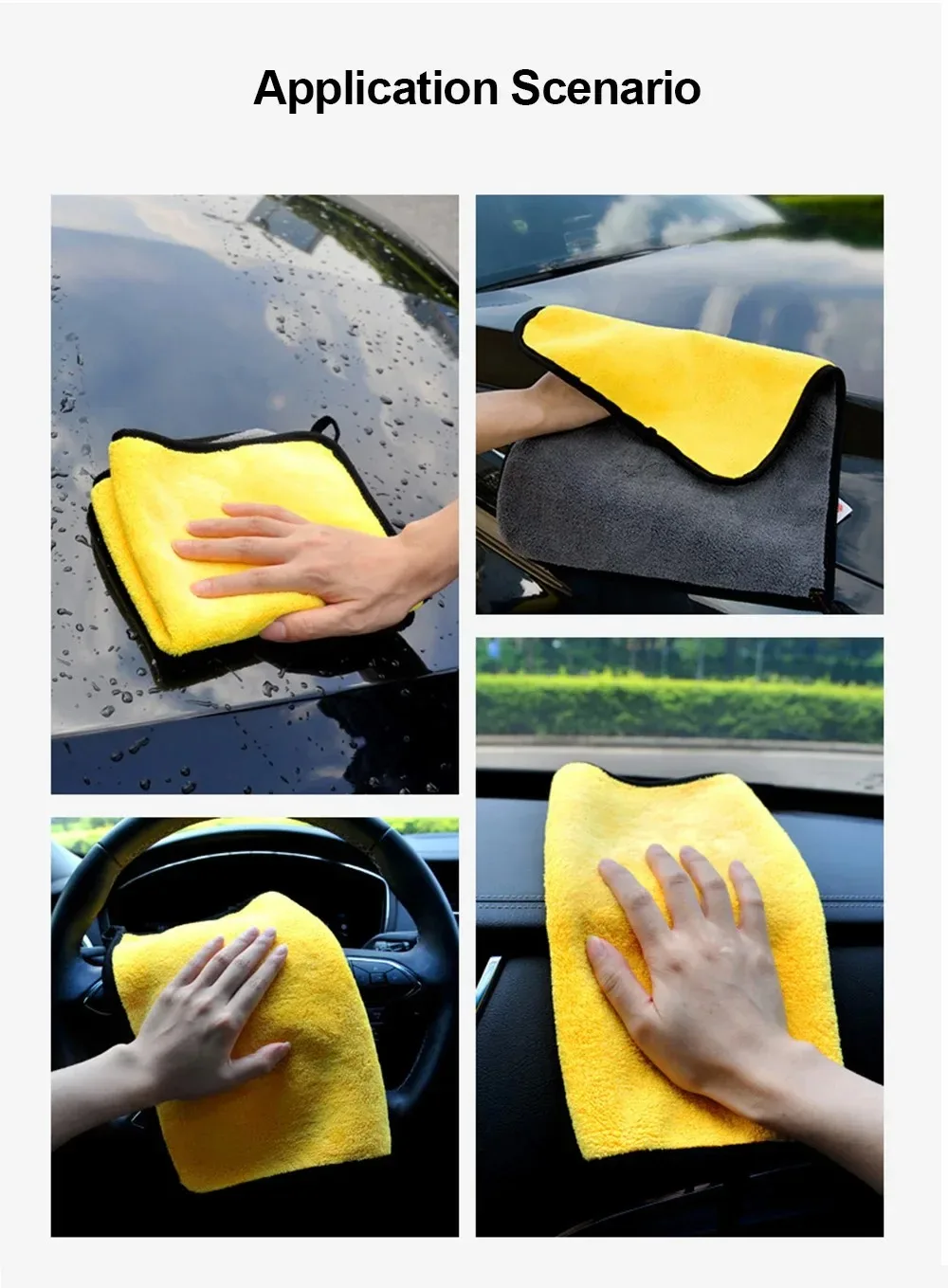 Auto-Waschtücher Reinigungstuch Saugfähiges Trockentuch Allzweck-Mikrofasertuch Verstärktes Gelbes 30/40/60cm – Detail 1
