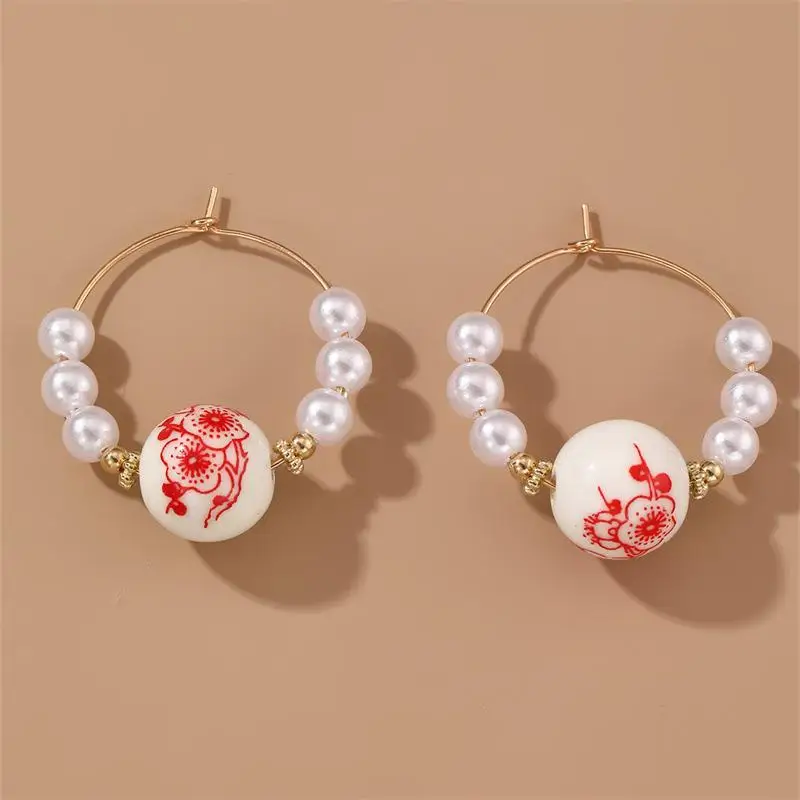 Retro Blue White Porcelain Teapot Pendant Earrings Heart Ball Dangle Jewelry For Wedding Bridesmaid