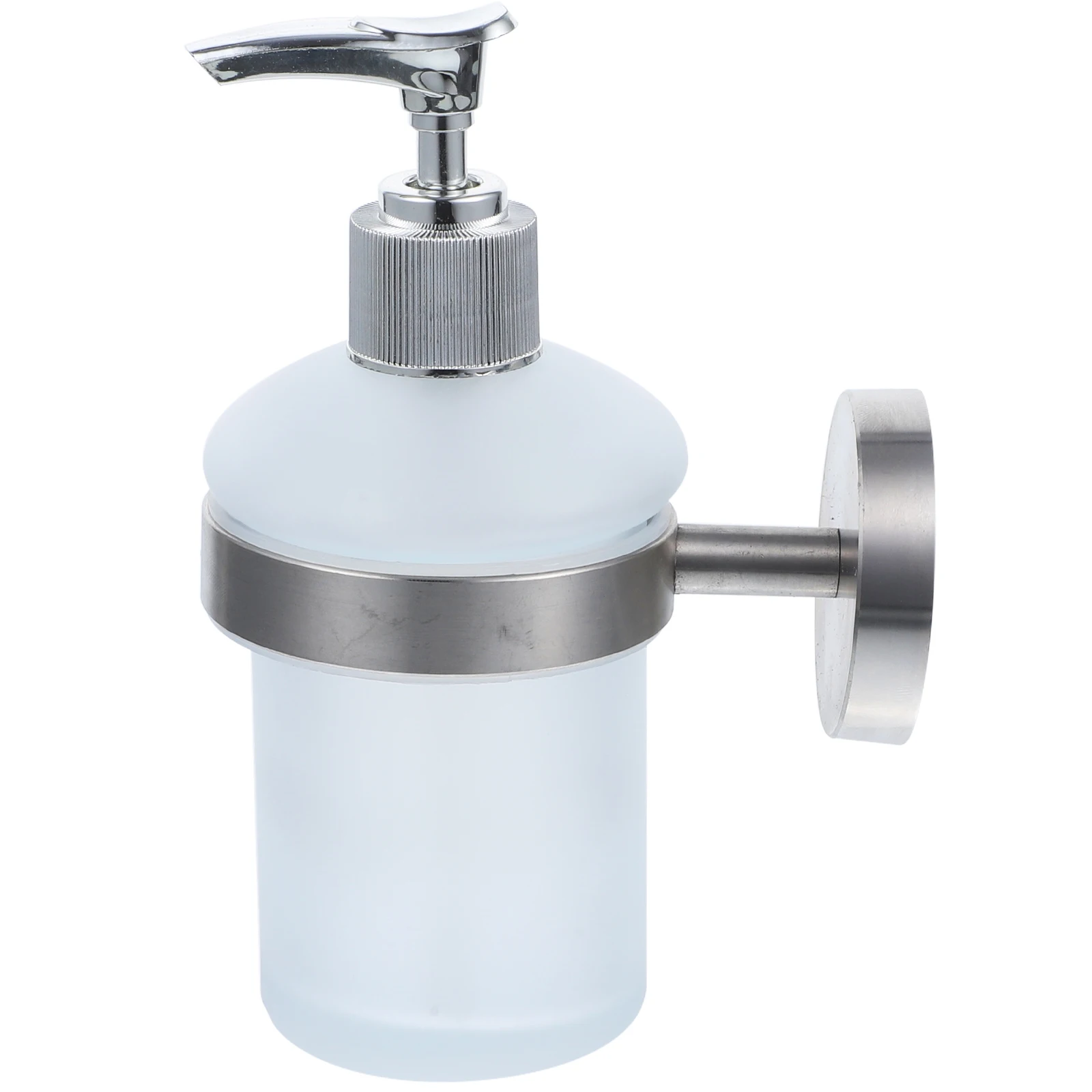 

Stainless Steel Soap Dispenser Wall Mount Hand Pump Kitchen Bathroom Liquid Holder Thick Glass Bottle Large Capacity Manual