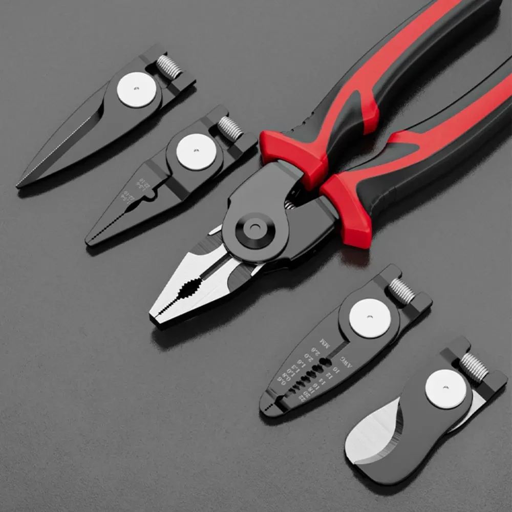 5 in 1 Wire Stripper Set Combination Interchangeable Pliers Sets Kit Crimper Linesman Pliers Cable Cutter
