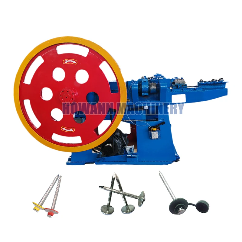 High-Speed Automatic Iron Wire Nail Making Rubber Washer Roofing Nails Maker