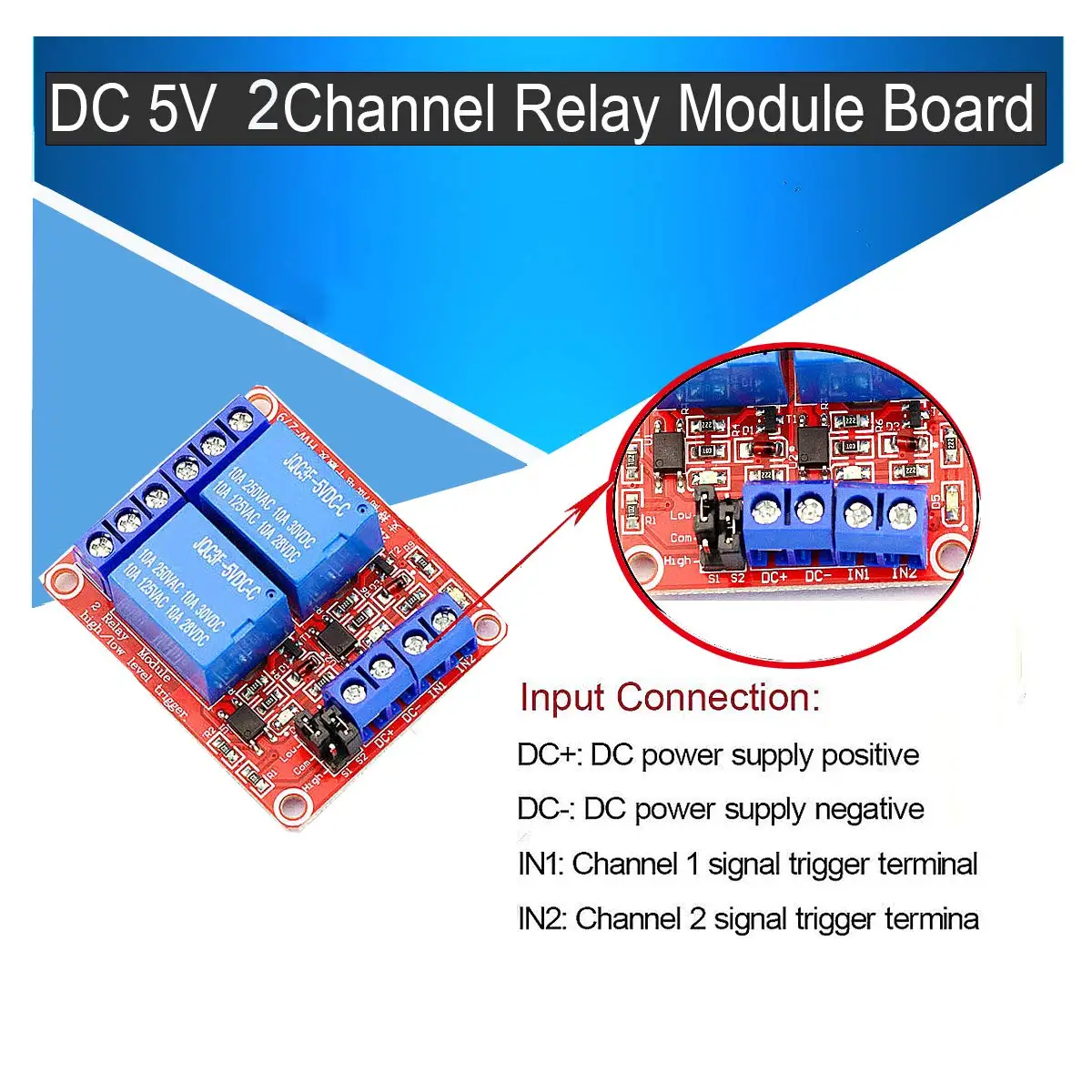 2 channel Relay Module 5V 12V 24V High and Low Level Trigger Relay Control With Optocoupler Two Way Relays DC 5 V 12 V 24 V Volt