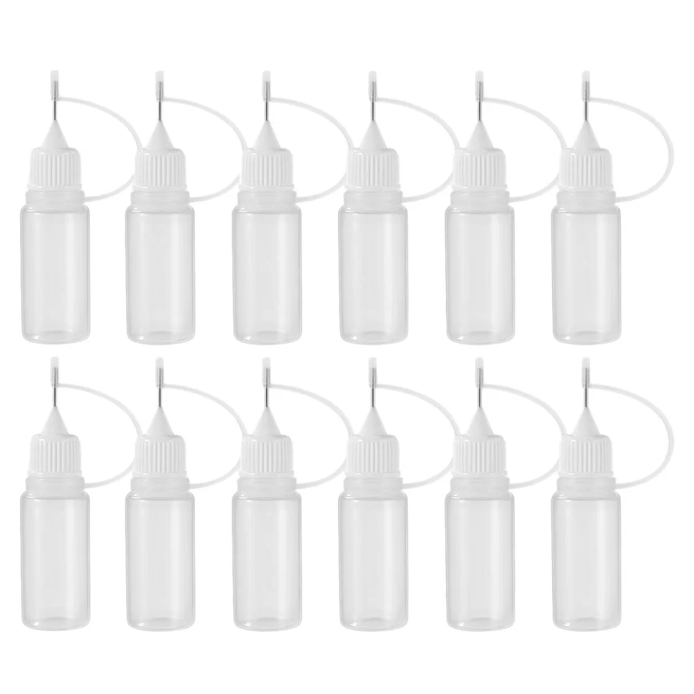 12Pcs Needle Tip Glue Bottle Translucent Applicator Bottle Oil Filling Bottle