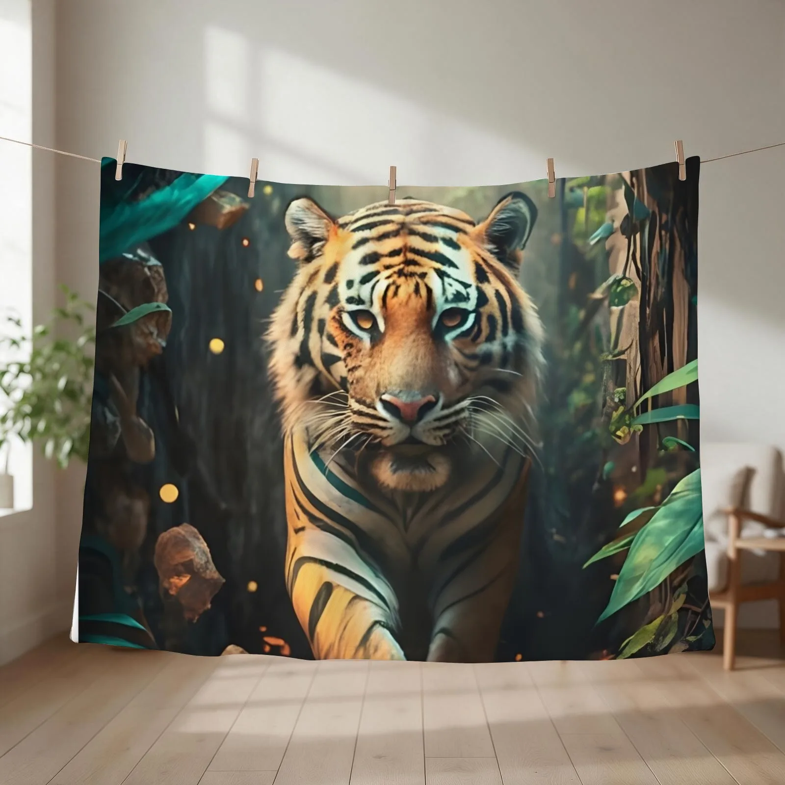 However, just as the tiger seemed ready to strike, it turned and walked away, disappearing through a hidden passag Throw Blanket