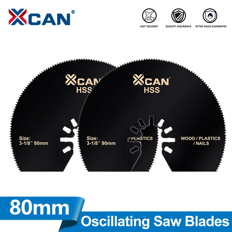 XCAN 1/2pcs 80mm Semicircle Oscillating Saw Blade High Carbon Steel Multi Tools Blades for Wood Cutting