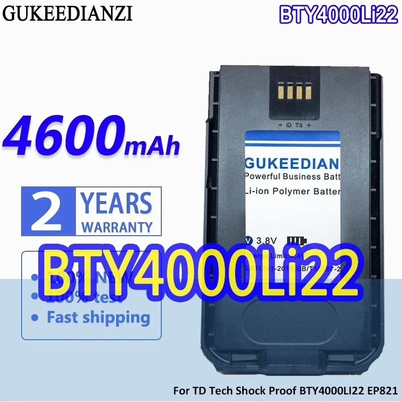 High Capacity GUKEEDIANZI Battery BTY4000Li22 4600mAh For TD Tech Shock Proof BTY4000LI22 EP821 walkie talkie Digital Batteries