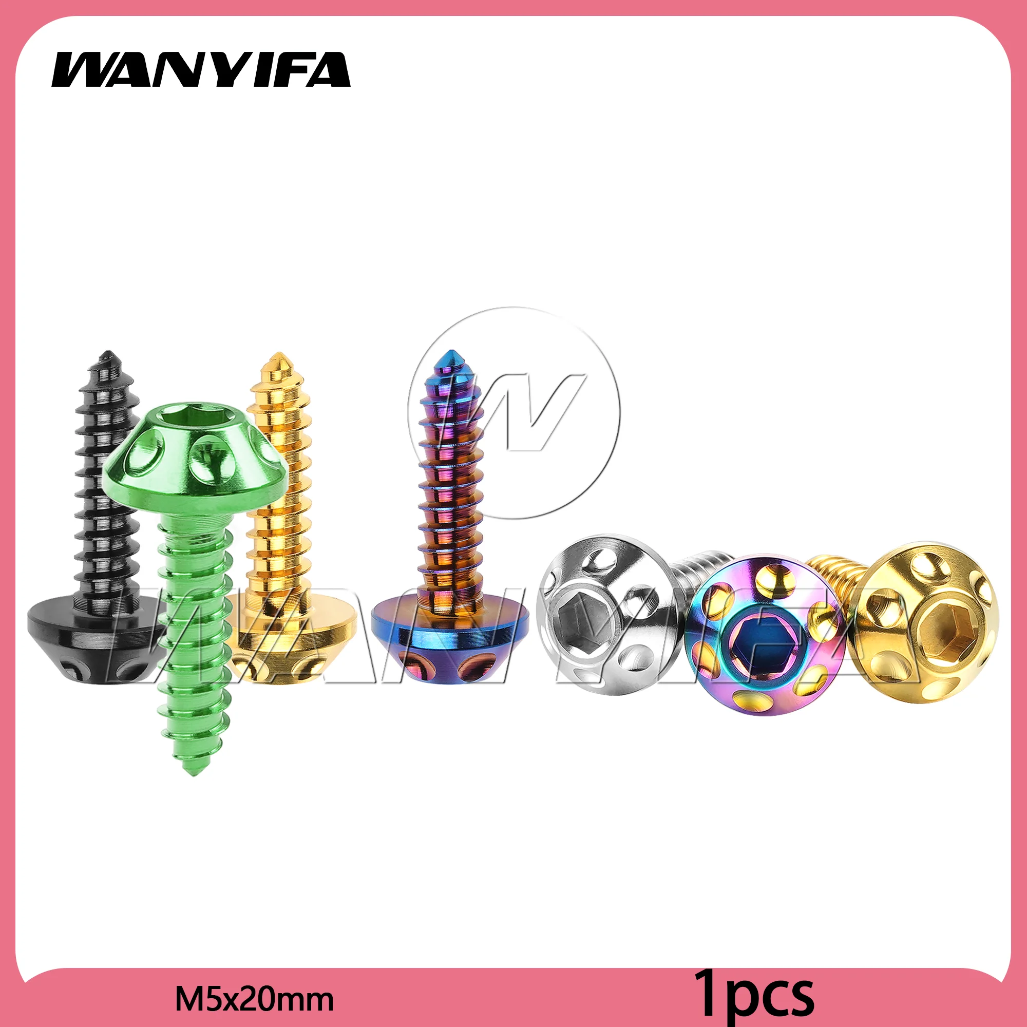 

Wanyifa Titanium Bolt M5x20mm Mushroom Self-Tapping Hex Head Screws for Bike Motorcycle Car Fasteners